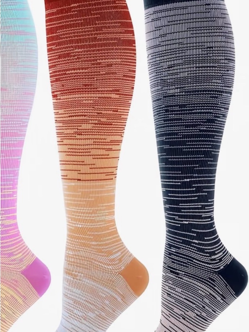 Compression Knee-High Socks in Orange & Black